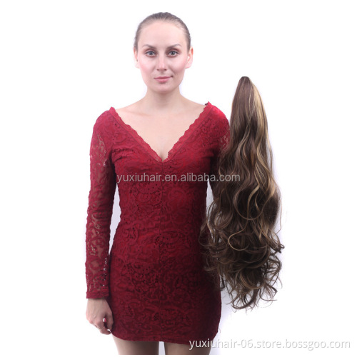 YXCHERISHAIR Factory Sale Multi Color Curly Wave Free Sexy Claw Clip on Ponytail Afro Long Hair Extensions 55cm 22inches
